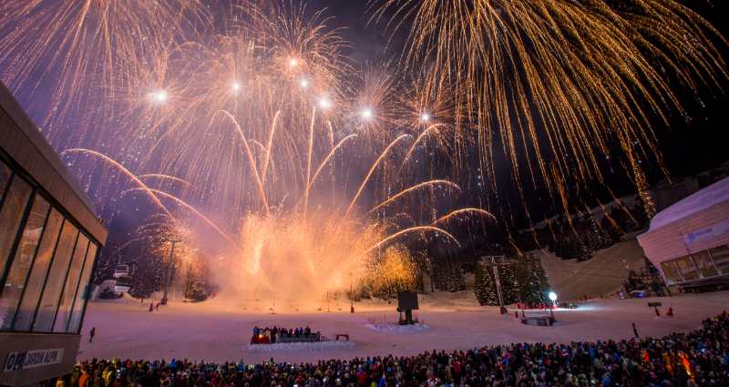 Festival Pyrotechnique Fireworks at Courchevel Village Ski Resort